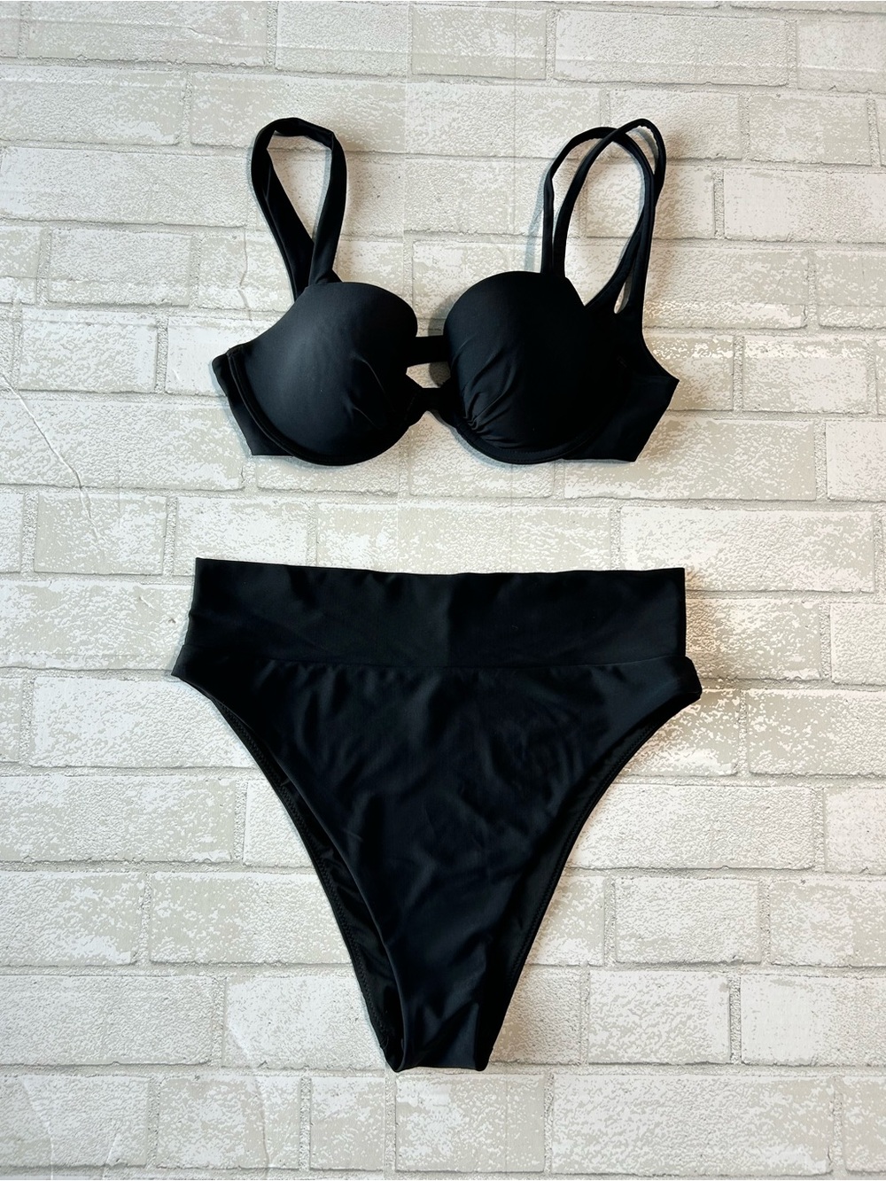 Aerie Black Women's High-Waist Bikini Set pool Beach Vacation